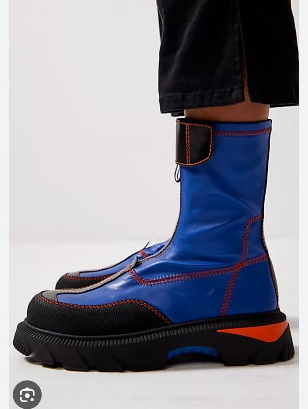Miista London Danica Blue Ziper Leather Boots Size 7